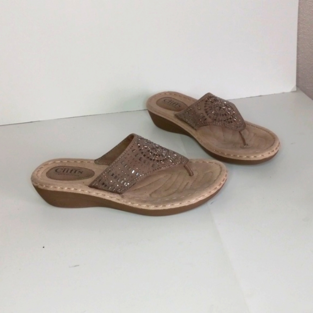 Cliffs By White Mount Shoes Cienna Wedge Slip On Thong Sandal 8M